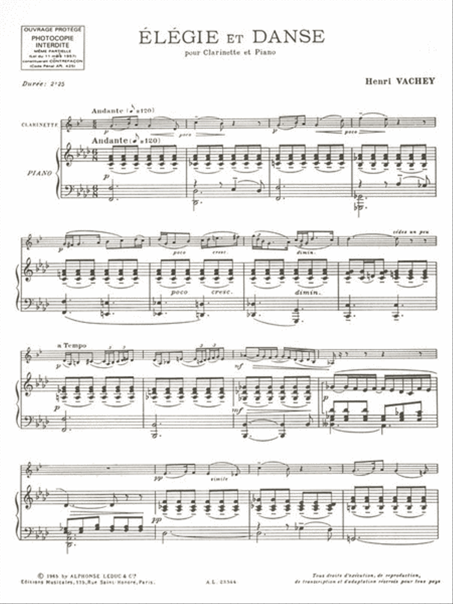 Elegie Et Danse (clarinet & Piano) Clarinet Solo scores gallery preview page 2