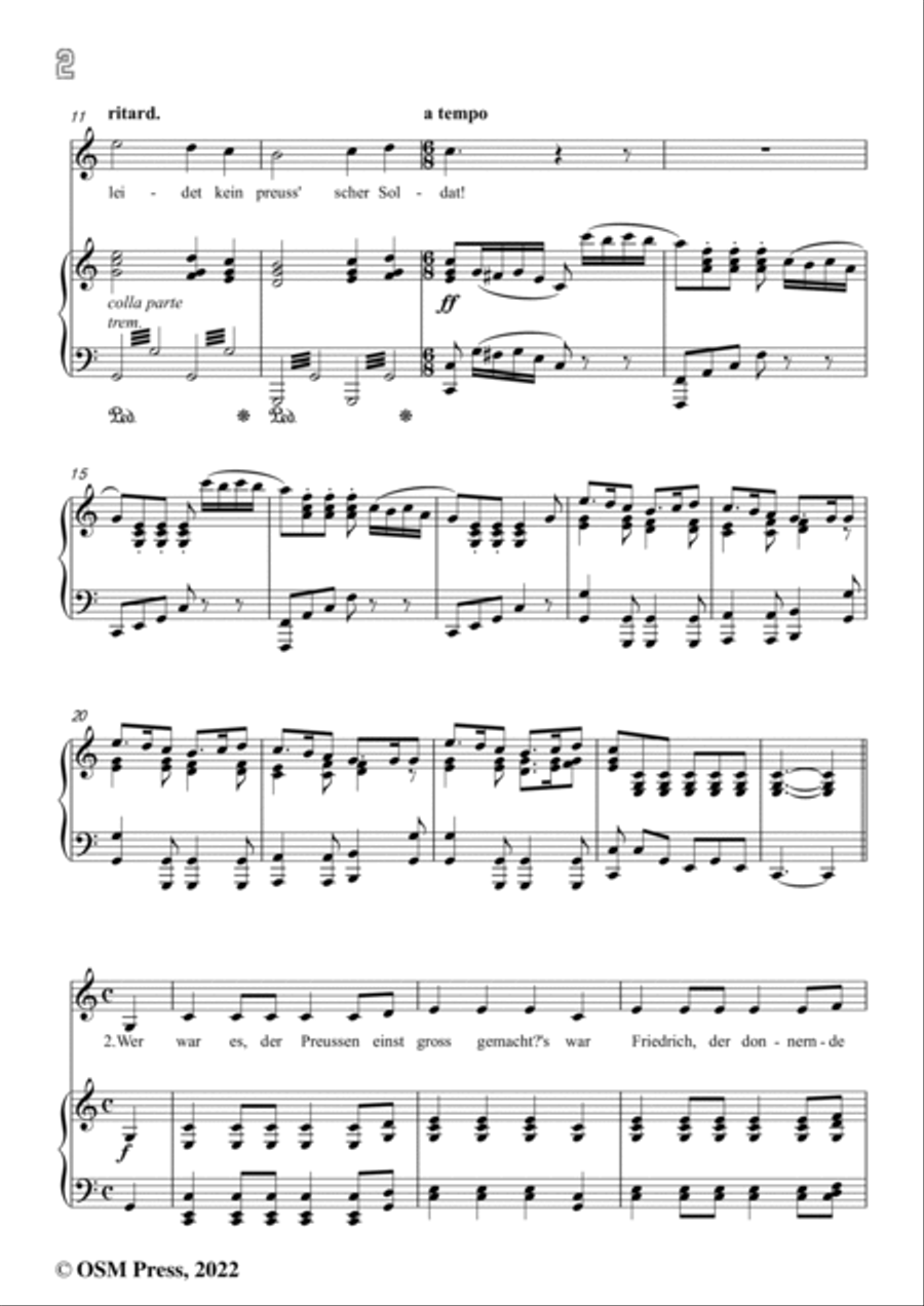 Loewe-Preussisches Hurrahlied,in C Major,for Voice and Piano Voice Solo scores gallery preview page 4