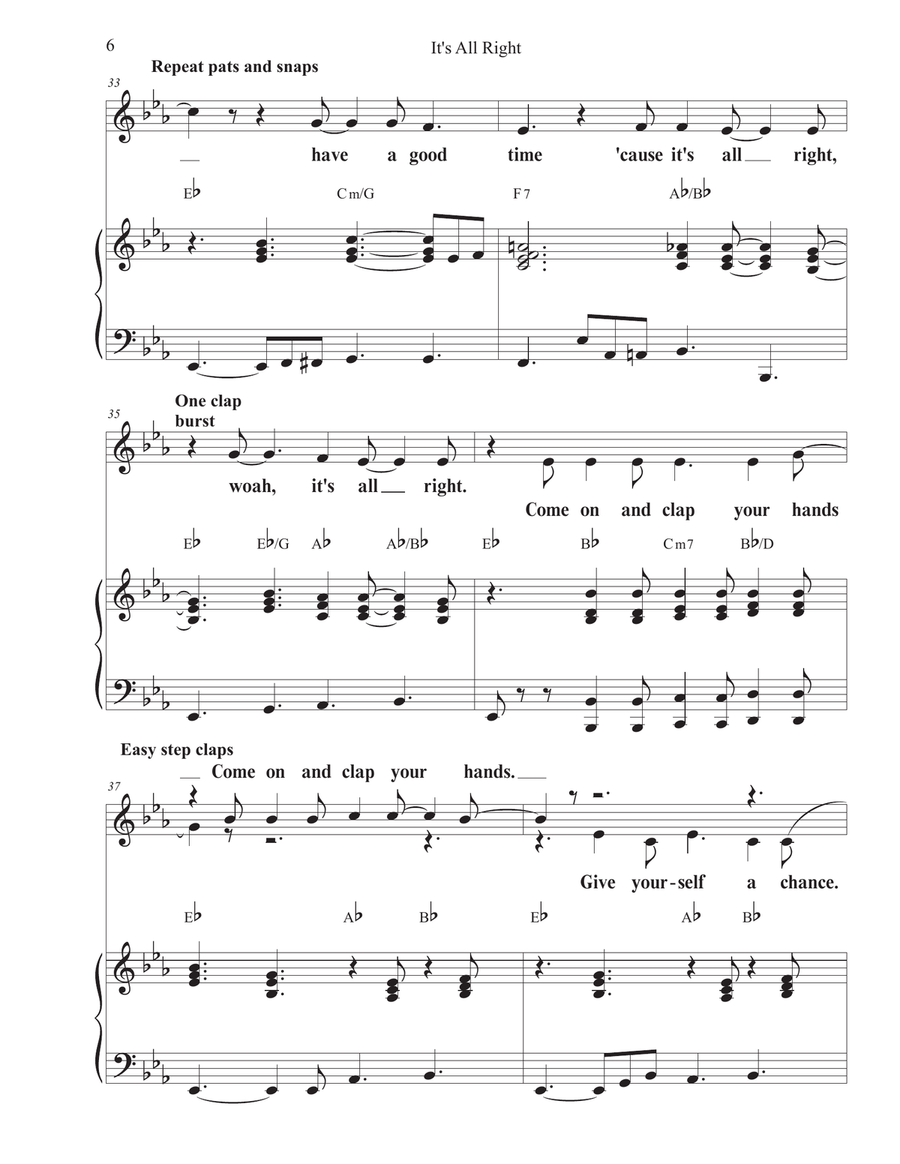 It's All Right Unison Choir scores gallery preview page 6