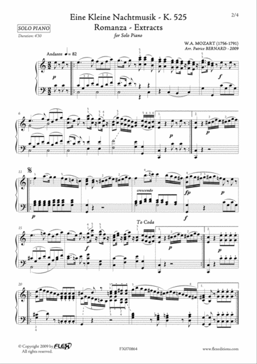 A Little Night Music- Romance - Extracts Piano Solo scores gallery preview page 2