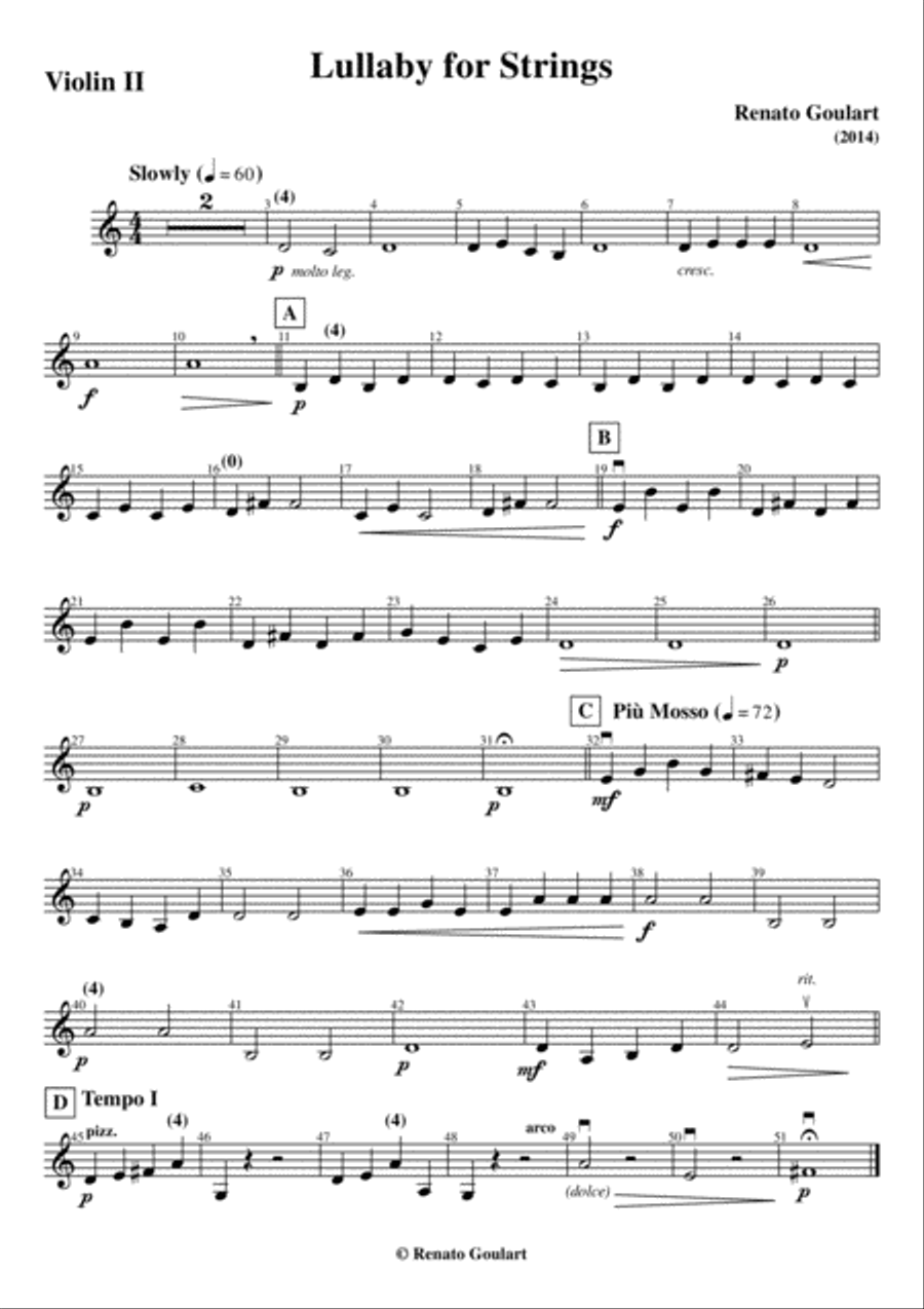 Lullaby for Strings (Renato Goulart) - Score and parts String Orchestra scores gallery preview page 4
