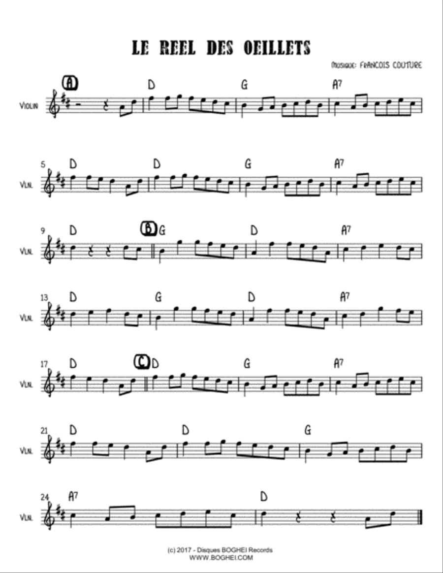 LE REEL DES OEILLETS LE REEL DES OEILLETS Violin Solo scores gallery preview page 1