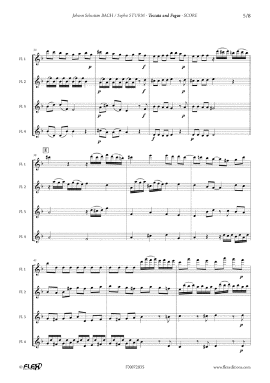 Toccata and Fugue Toccata and Fugue Flute Quartet scores gallery preview page 5