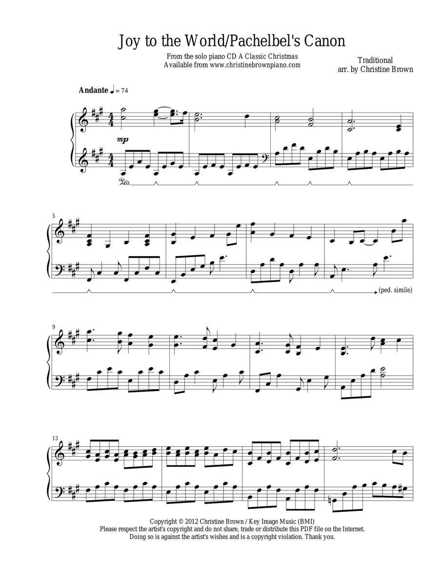 Joy to the World / Pachelbel's Canon Piano Solo scores gallery preview page 2