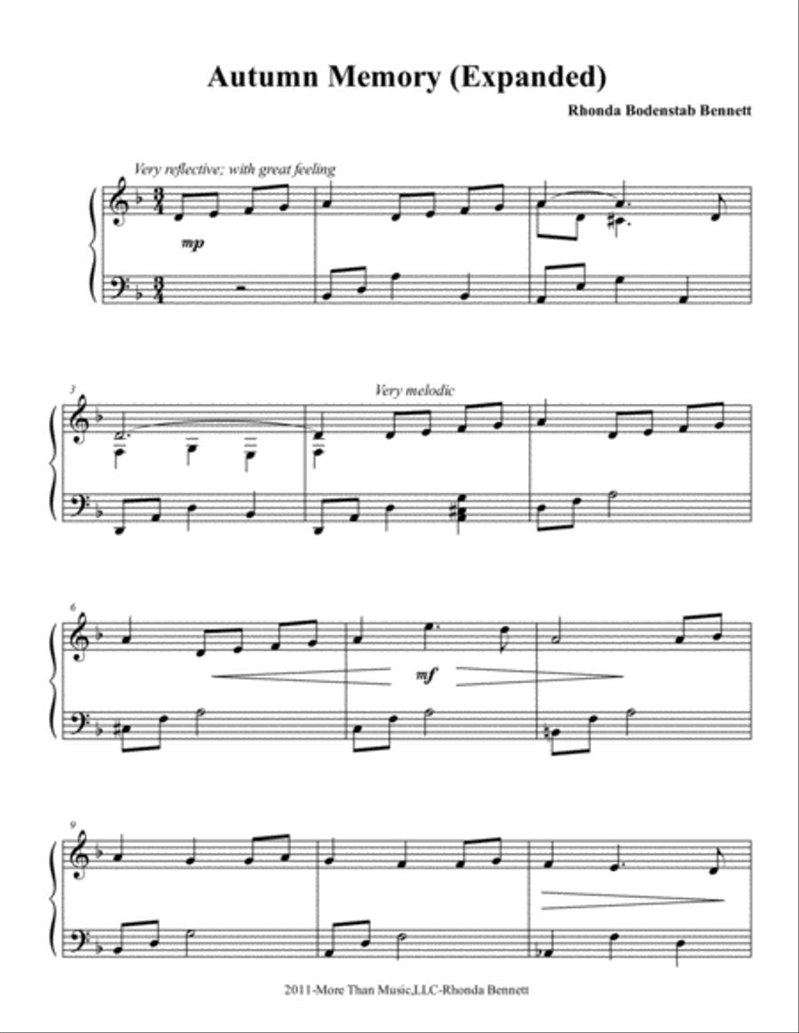 Autumn Memory Autumn Memory Piano Solo scores gallery preview page 1