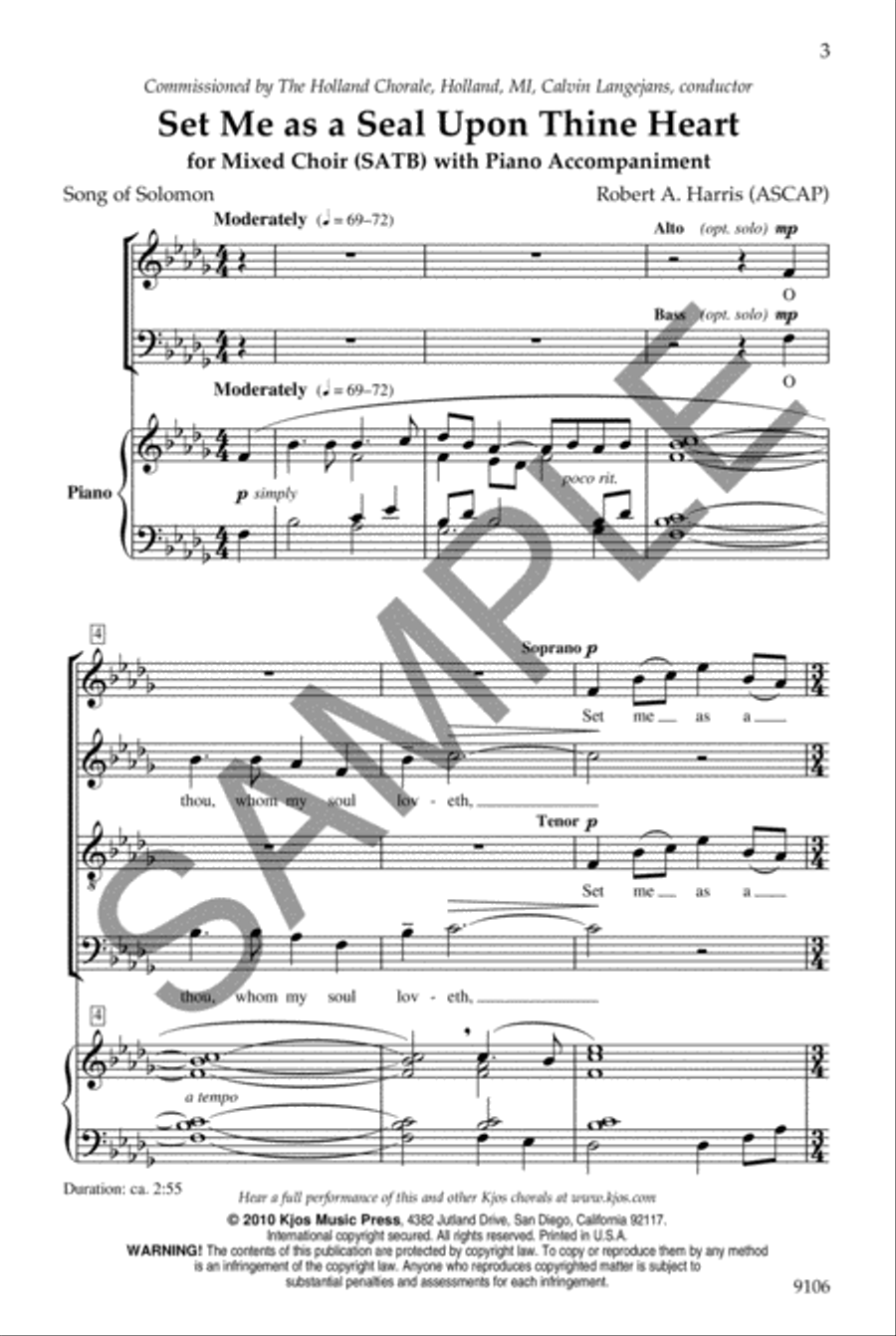 Set Me as a Seal Upon Thine Heart 4-Part scores gallery preview page 2