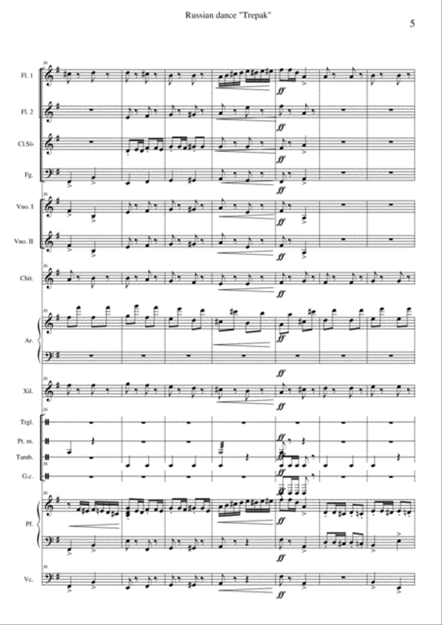 Trepak-Russian Dance from The Nutcraker Large Ensemble scores gallery preview page 6