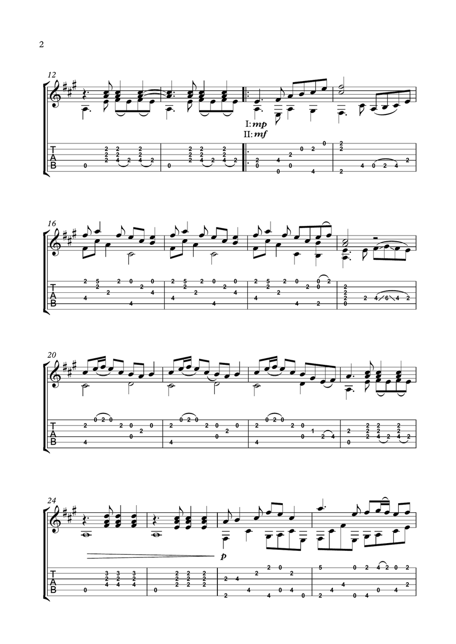 Silver Clouds Chasing The Moon Guitar Tablature scores gallery preview page 2