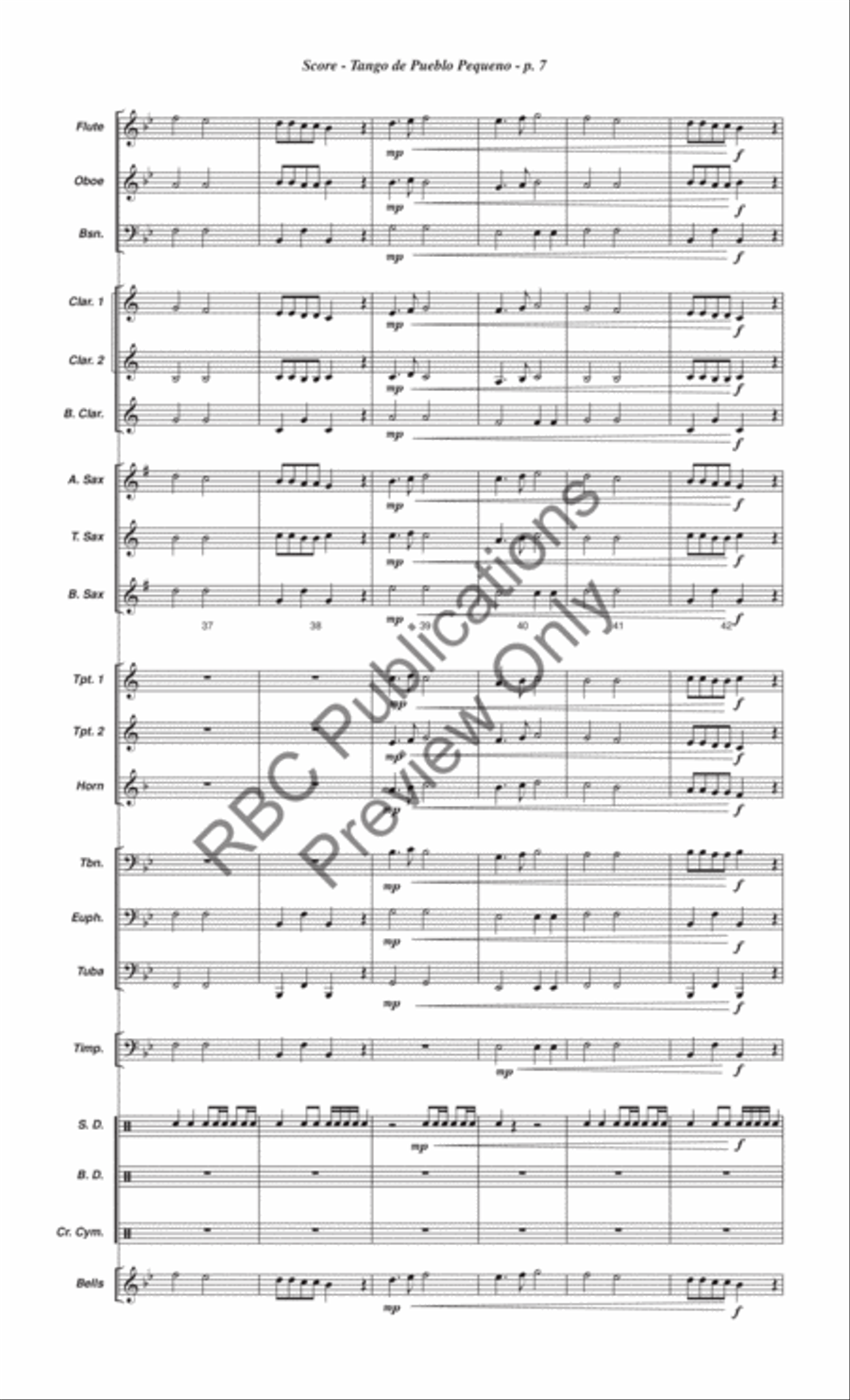 Tango De Pueblo Pequeno Concert Band scores gallery preview page 10