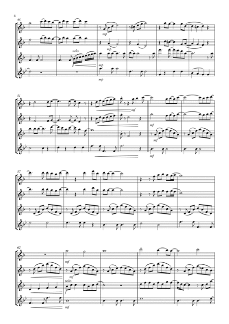 You've Got A Friend Flute Quartet scores gallery preview page 4
