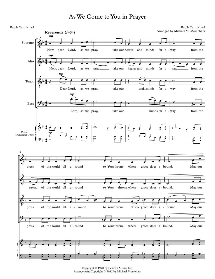 As We Come To You In Prayer 4-Part scores gallery preview page 1