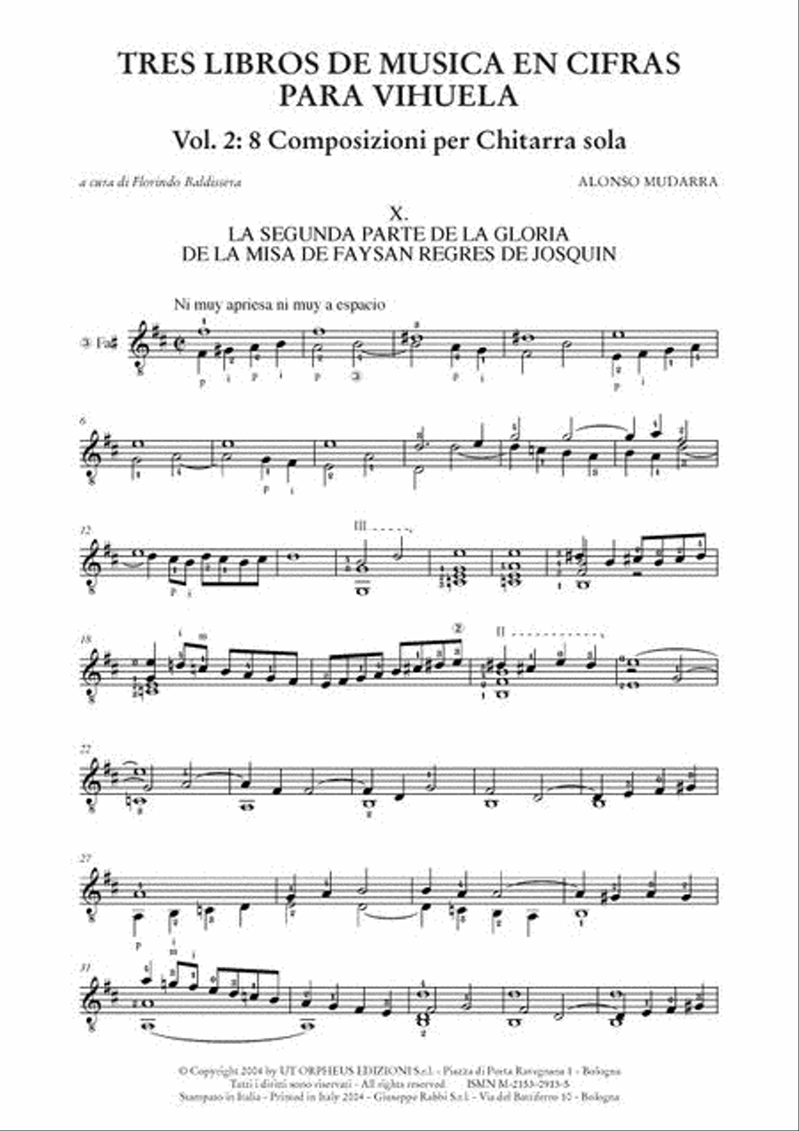 Tres Libros de Musica en Cifras para Vihuela (Sevilla 1546) - Vol. 2: 8 Compositions for Guitar solo (Book 1, Part 2) Acoustic Guitar scores gallery preview page 2