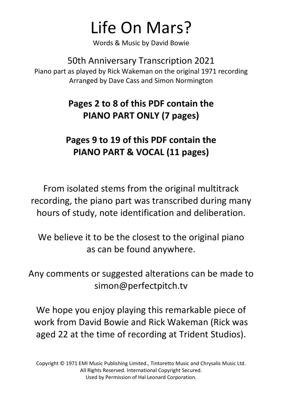 Life On Mars Voice scores gallery preview page 1