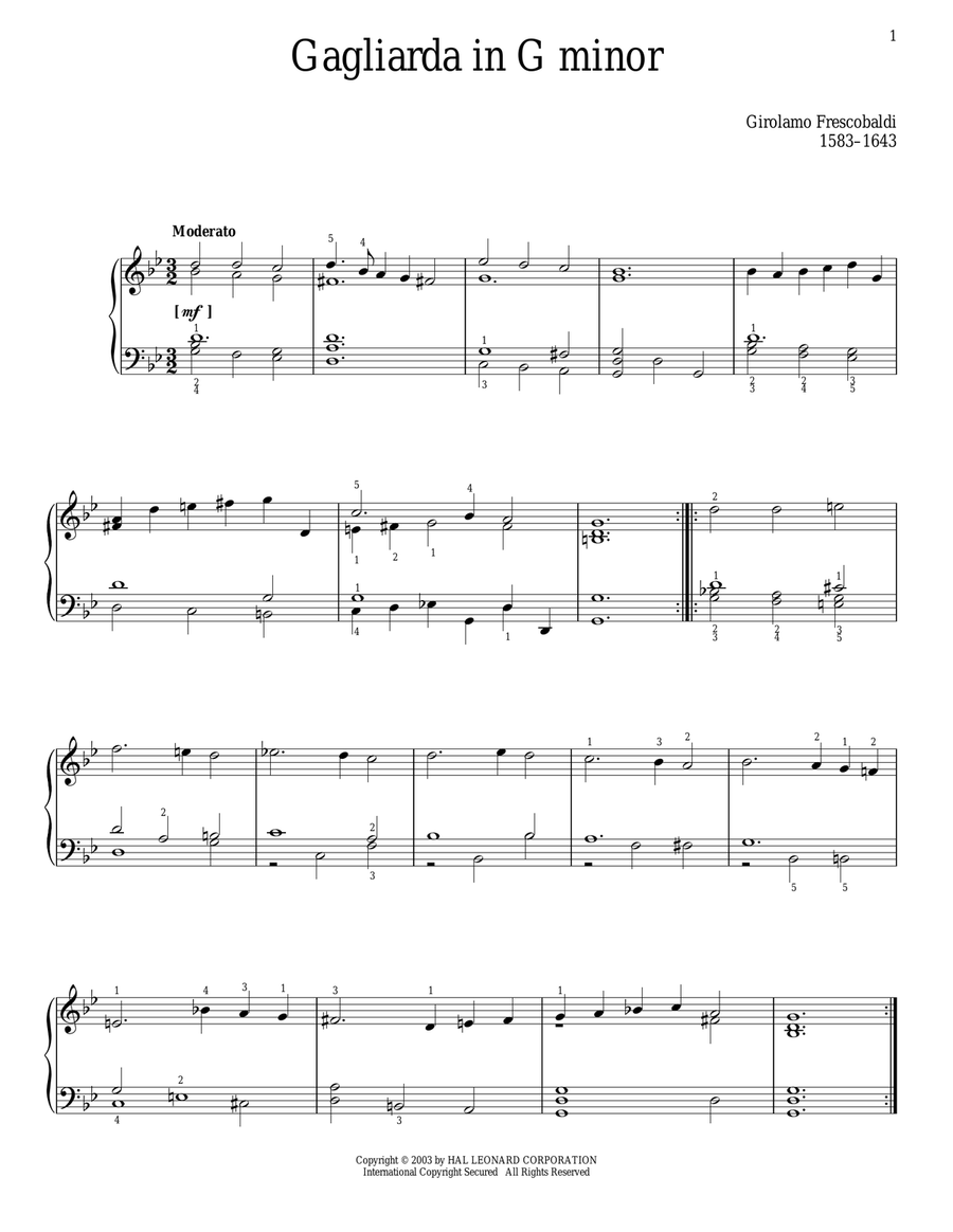 Gagliarda Gagliarda Piano Solo scores gallery preview page 1