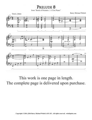 Prelude 8 from "Book of Preludes: 1-15 for Piano"