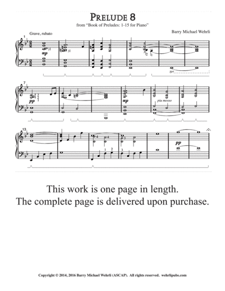Prelude 8 from "Book of Preludes: 1-15 for Piano" image number null