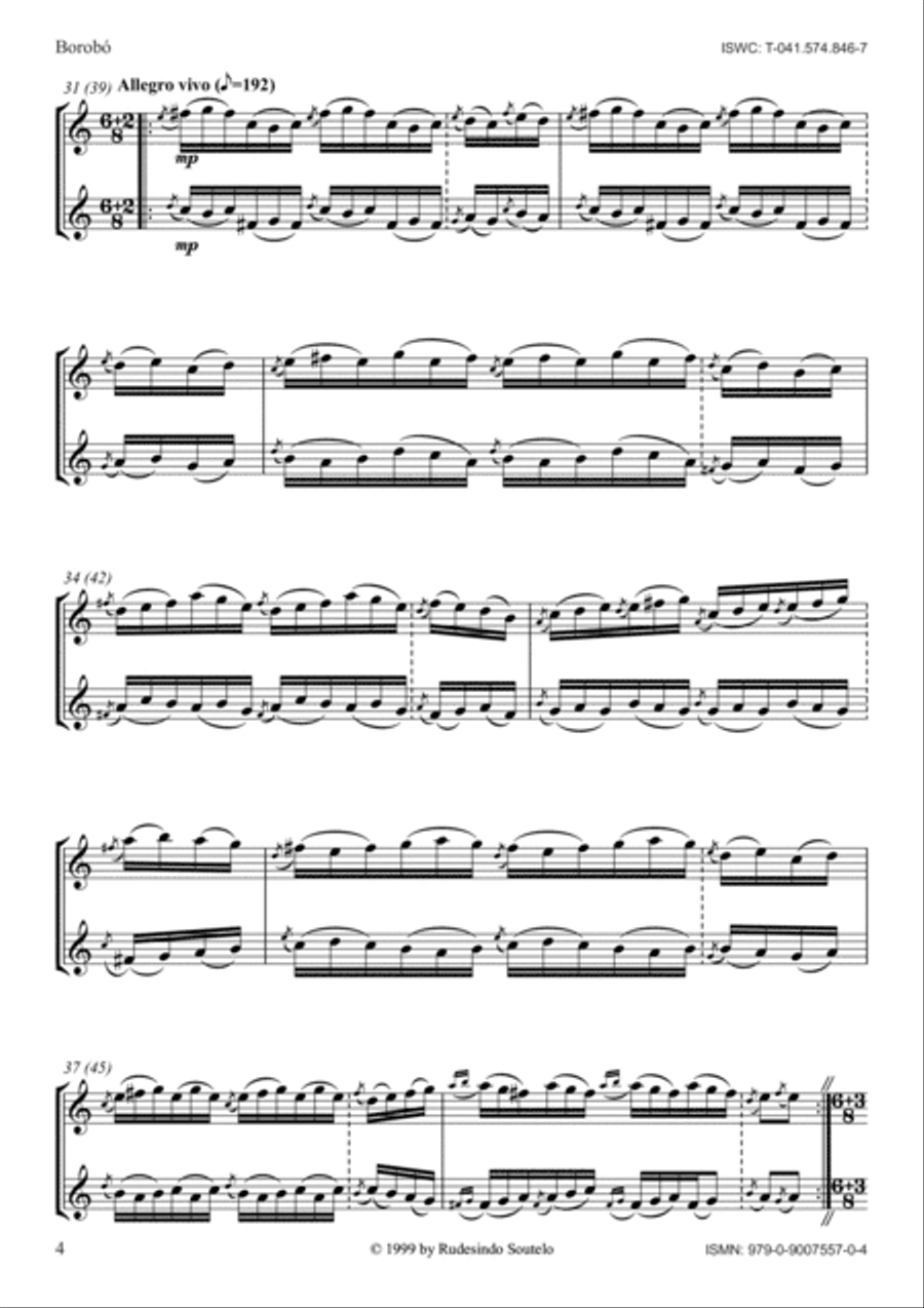 Borobó (SopSaxophone and/or Clarinet Duo) Clarinet Duet scores gallery preview page 4