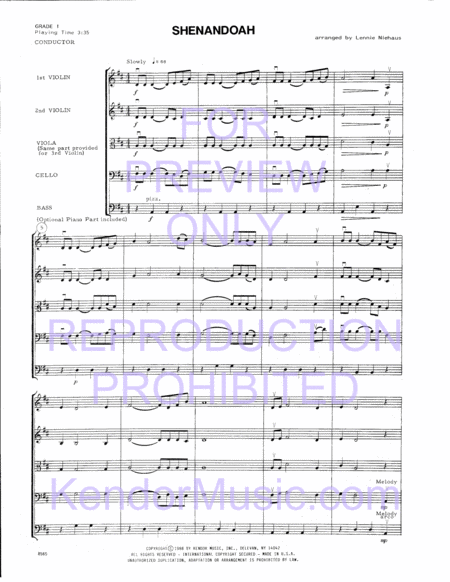 Shenandoah by Traditional String Orchestra - Sheet Music