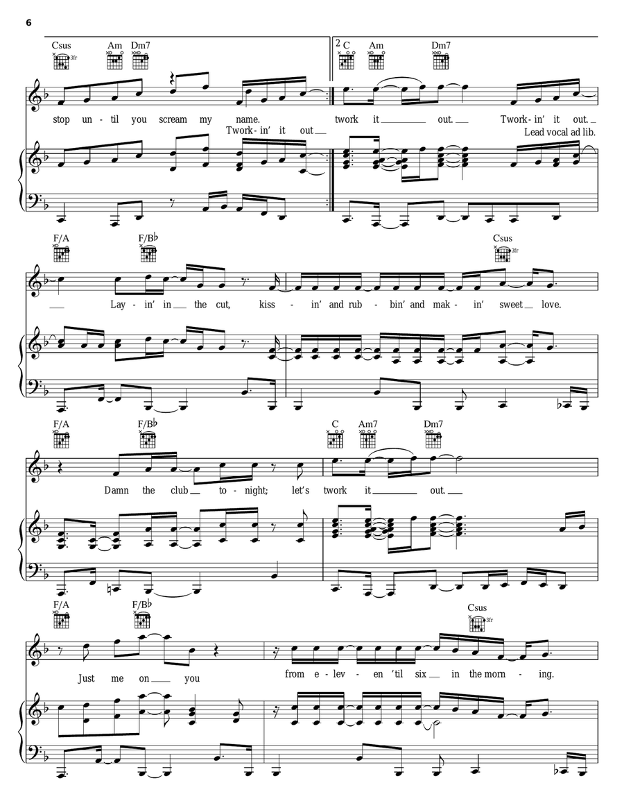 Twork It Out Piano, Vocal, Guitar scores gallery preview page 6