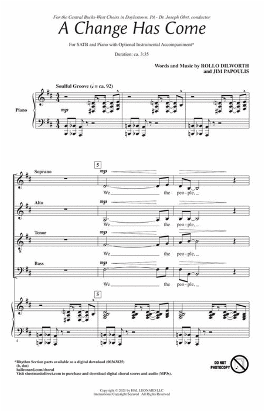 A Change Has Come A Change Has Come 4-Part scores gallery preview page 4