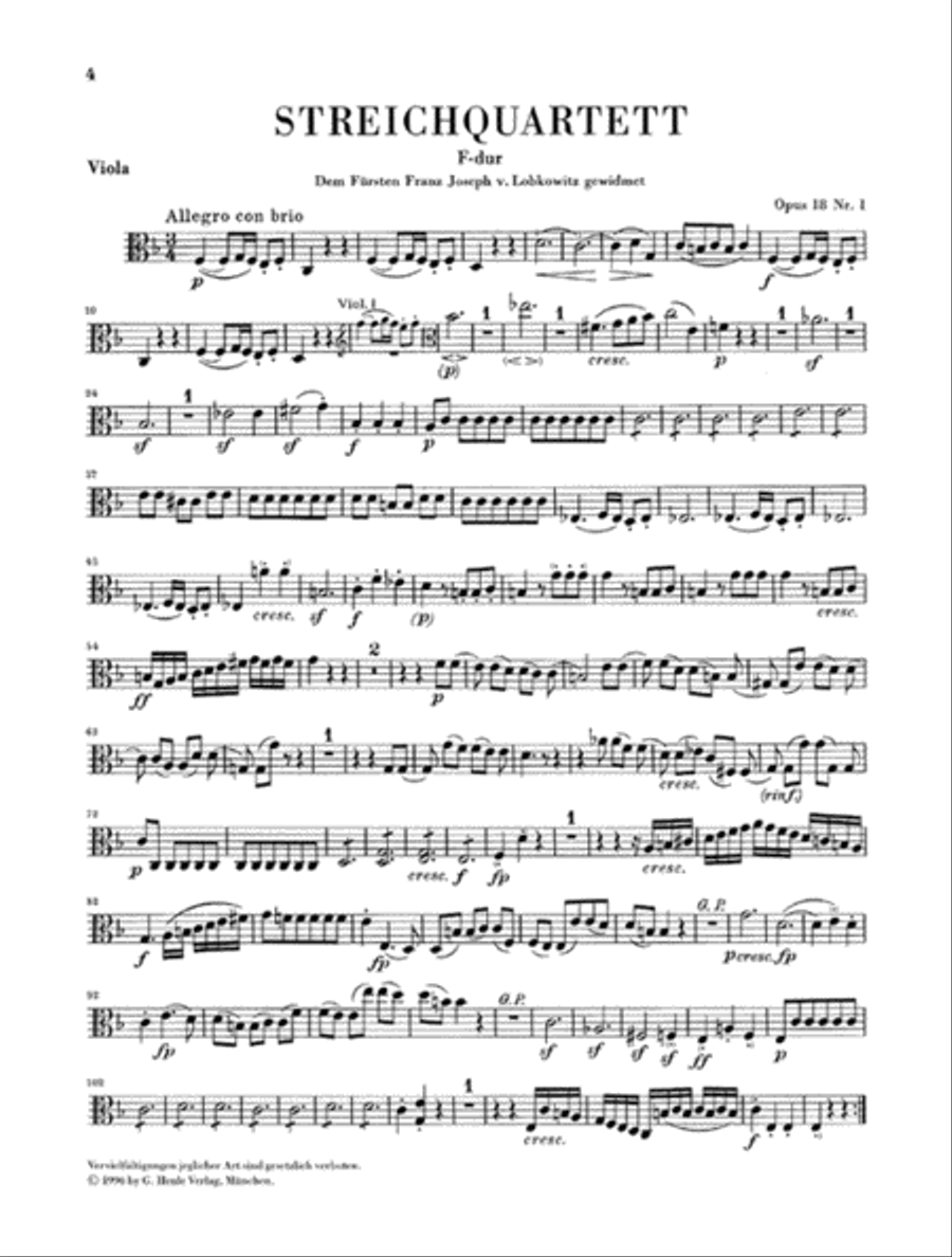 String Quartets and String Quartet-Version of the Piano Sonata op. 18/1-6 und op. 14/1 Cello scores gallery preview page 4