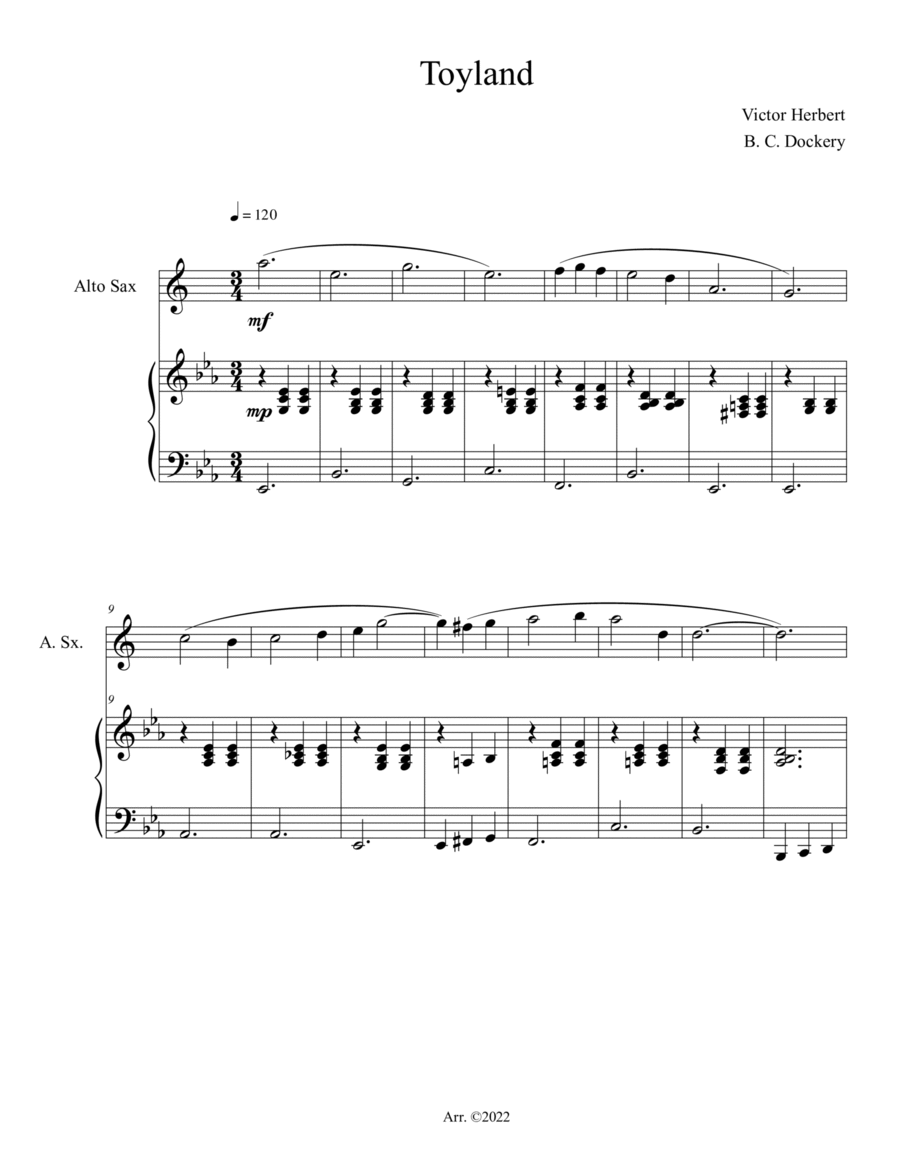 Toyland (Alto Sax Solo with Piano Accompaniment) Alto Saxophone scores gallery preview page 1