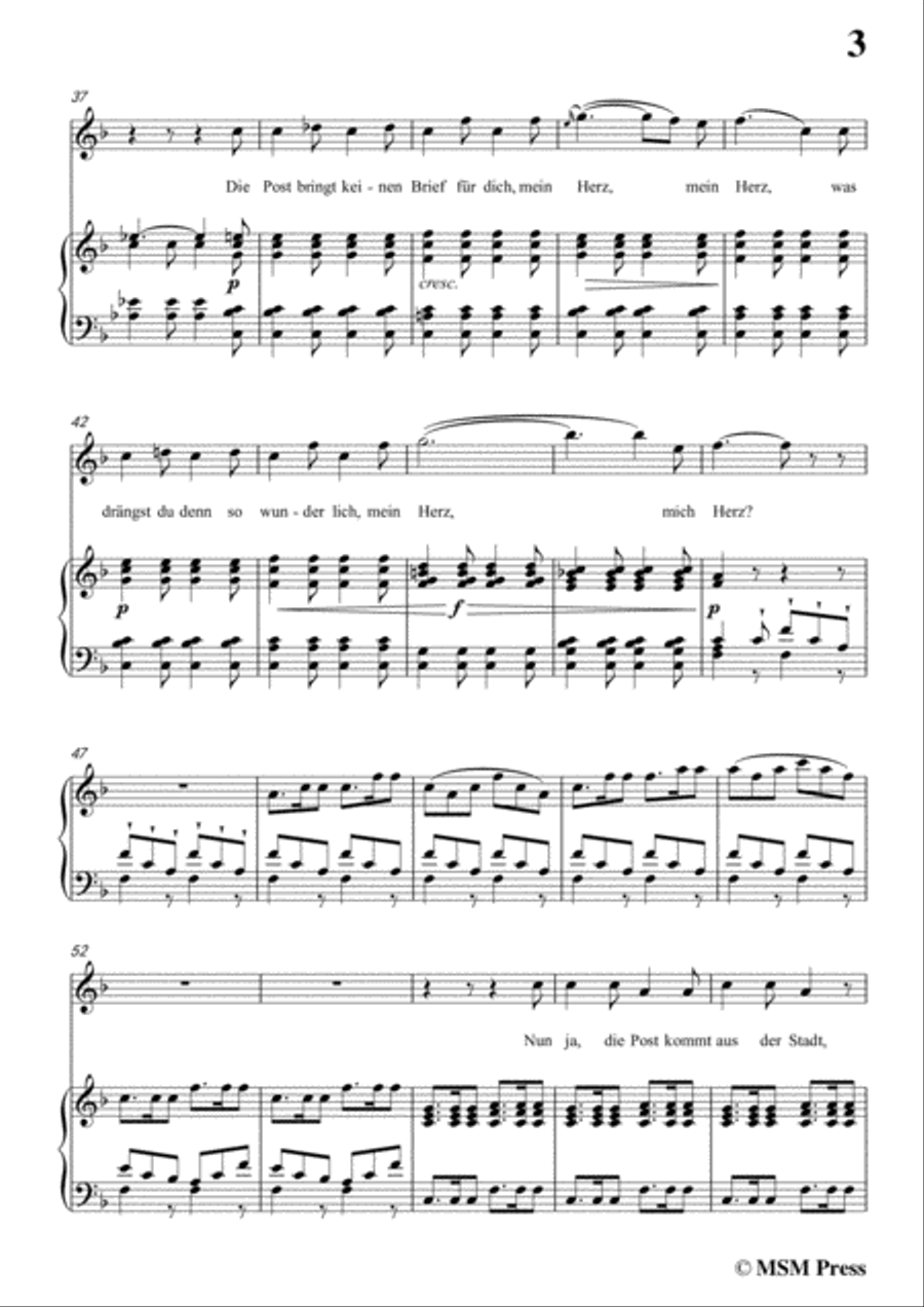 Schubert-Die Post,from 'Winterreise',Op.89(D.911) No.13,in F Major,for Voice&Piano Voice scores gallery preview page 5