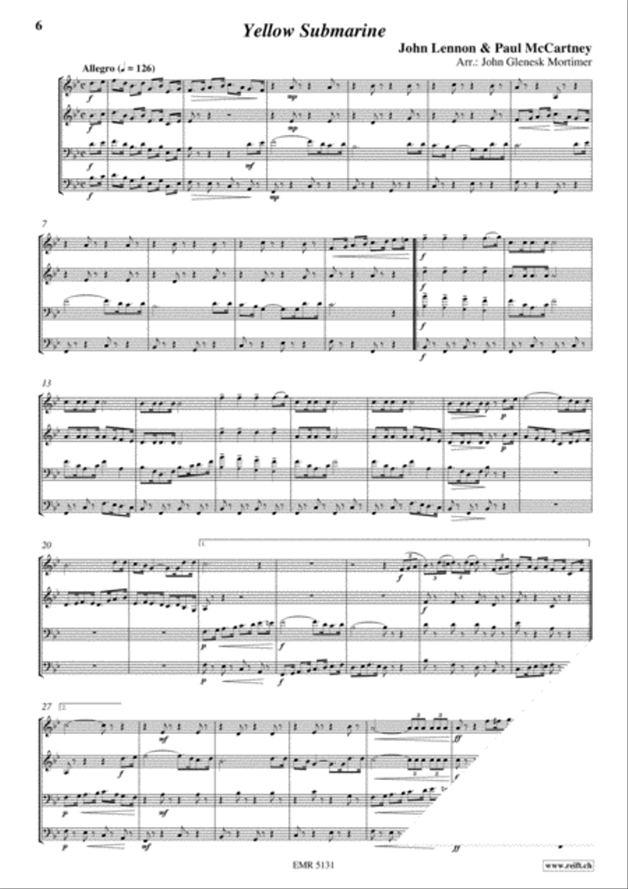 The Beatles Volume 1 Brass Quartet scores gallery preview page 6