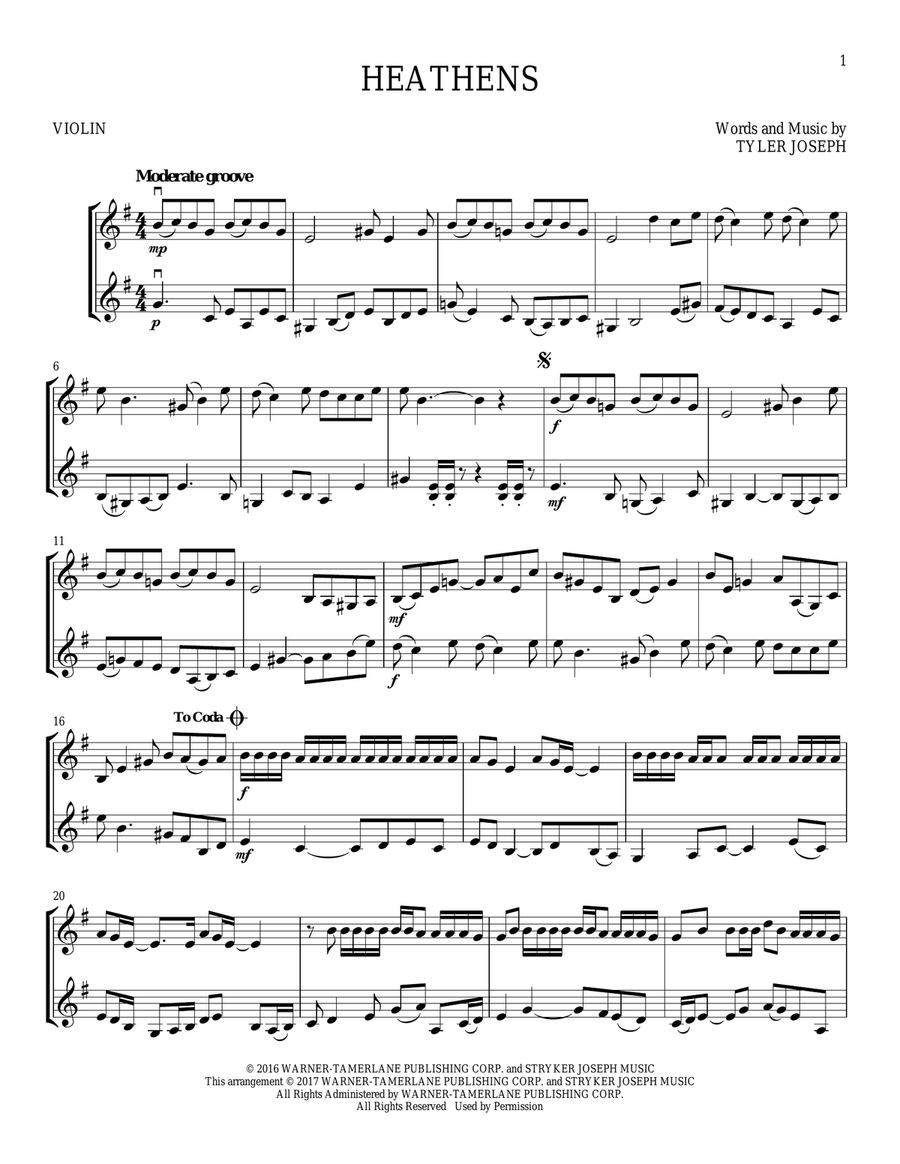 Heathens Heathens String Duet scores gallery preview page 1