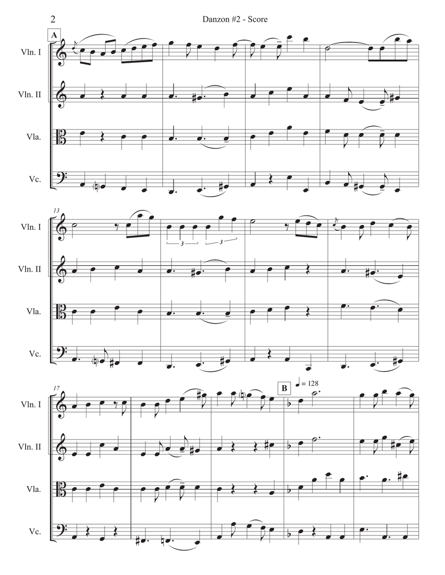 Danzon 2 String Quartet scores gallery preview page 2