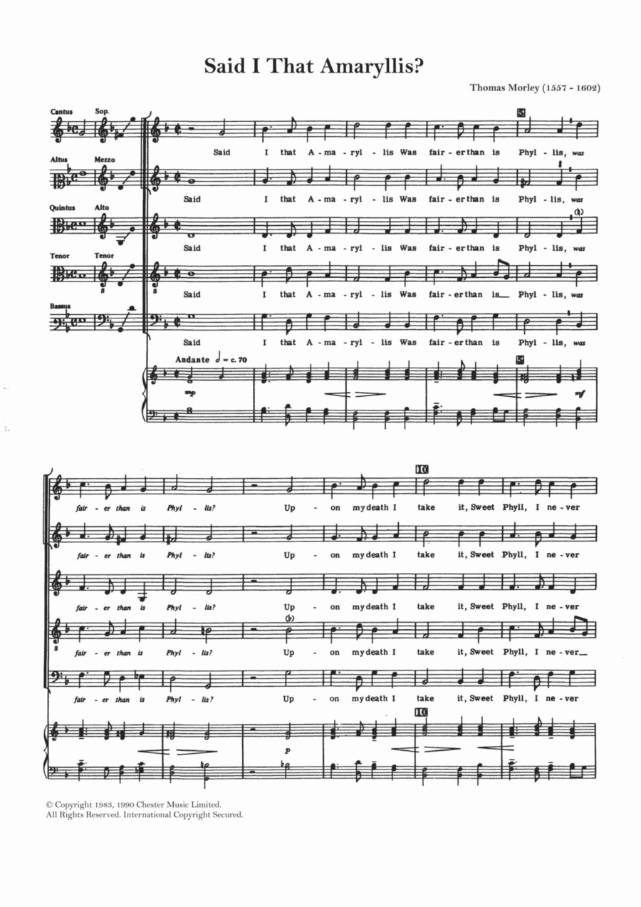 Said I That Amaryllis? Said I That Amaryllis? Choir scores gallery preview page 1