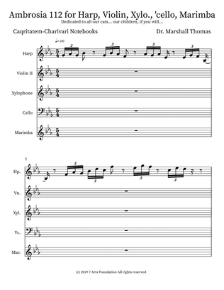 Ambrosia 112 for Harp, Violin, Xylo., 'cello, Marimba