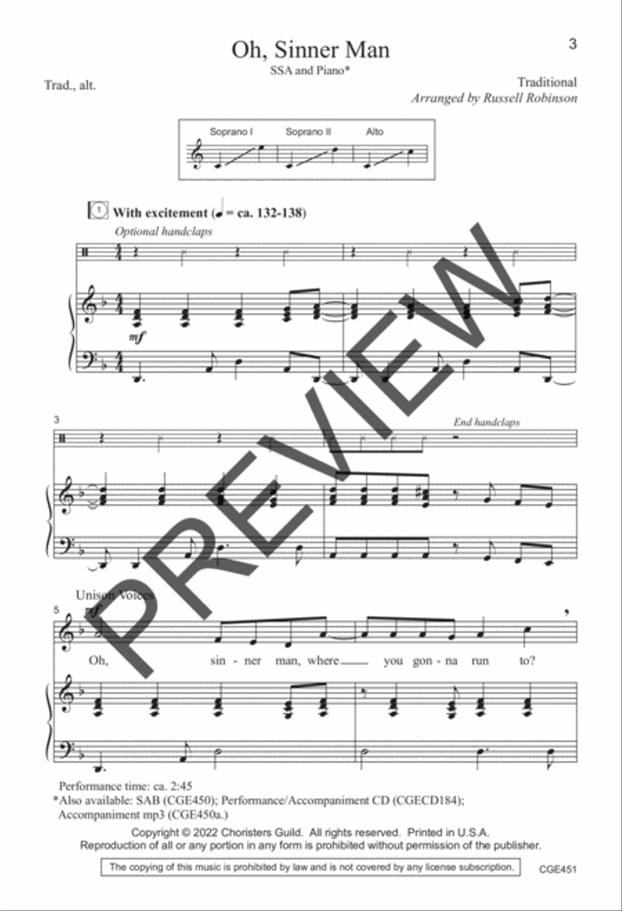 Oh, Sinner Man (SSA) SSA scores gallery preview page 2