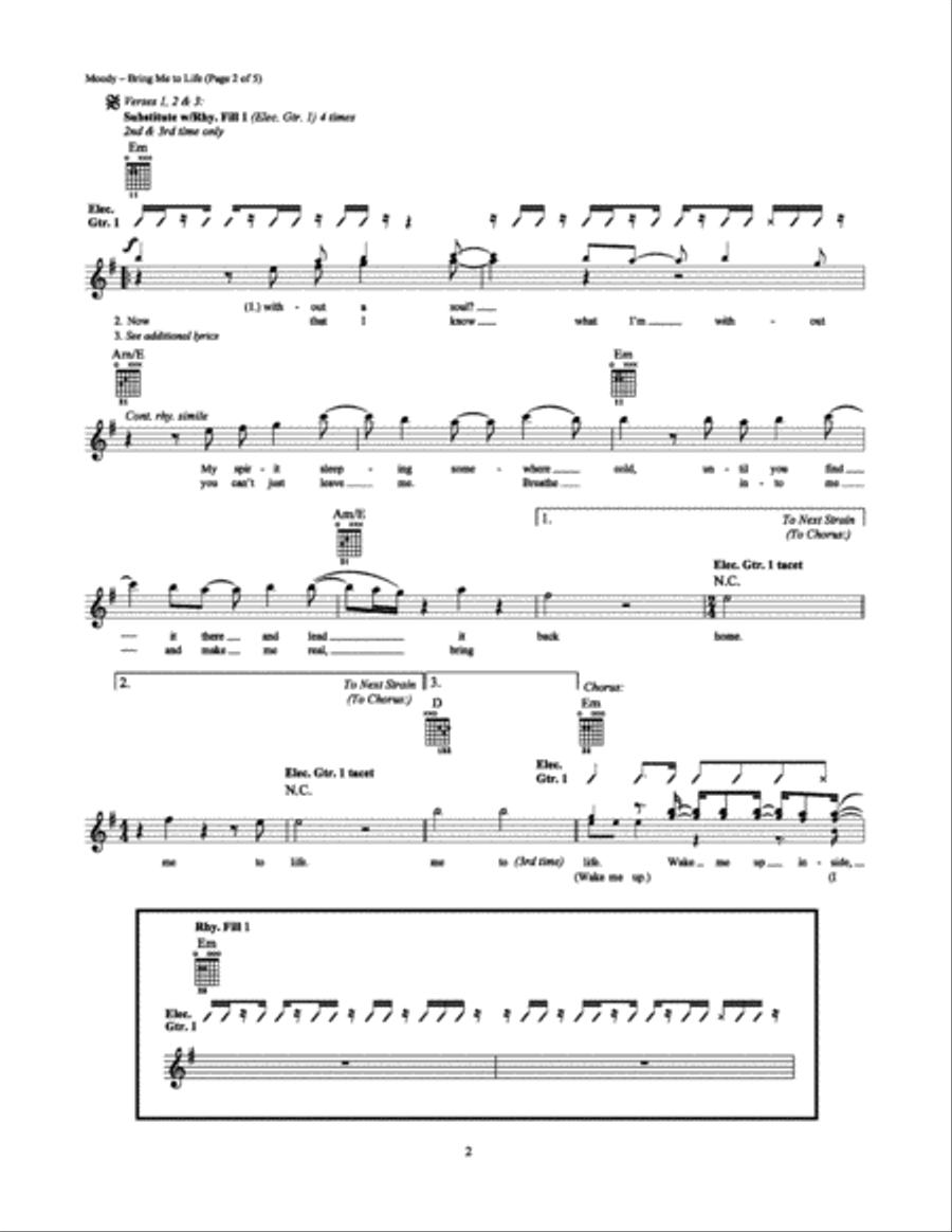 Bring Me to Life Bring Me to Life Electric Guitar scores gallery preview page 2