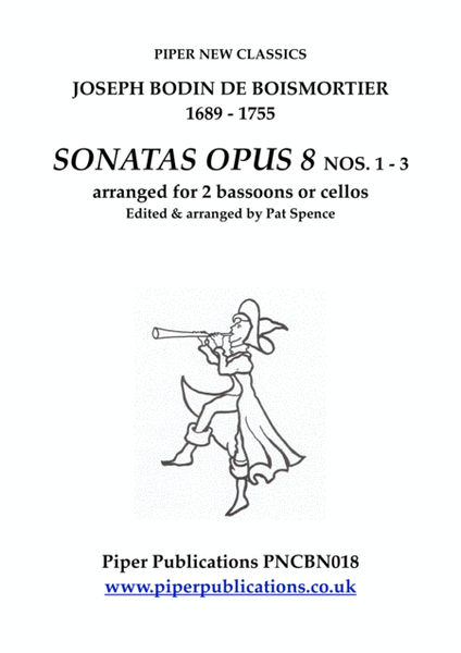BOISMORTIER THREE SONATAS OPUS 8 FOR 2 BASSOONS OR CELLOS