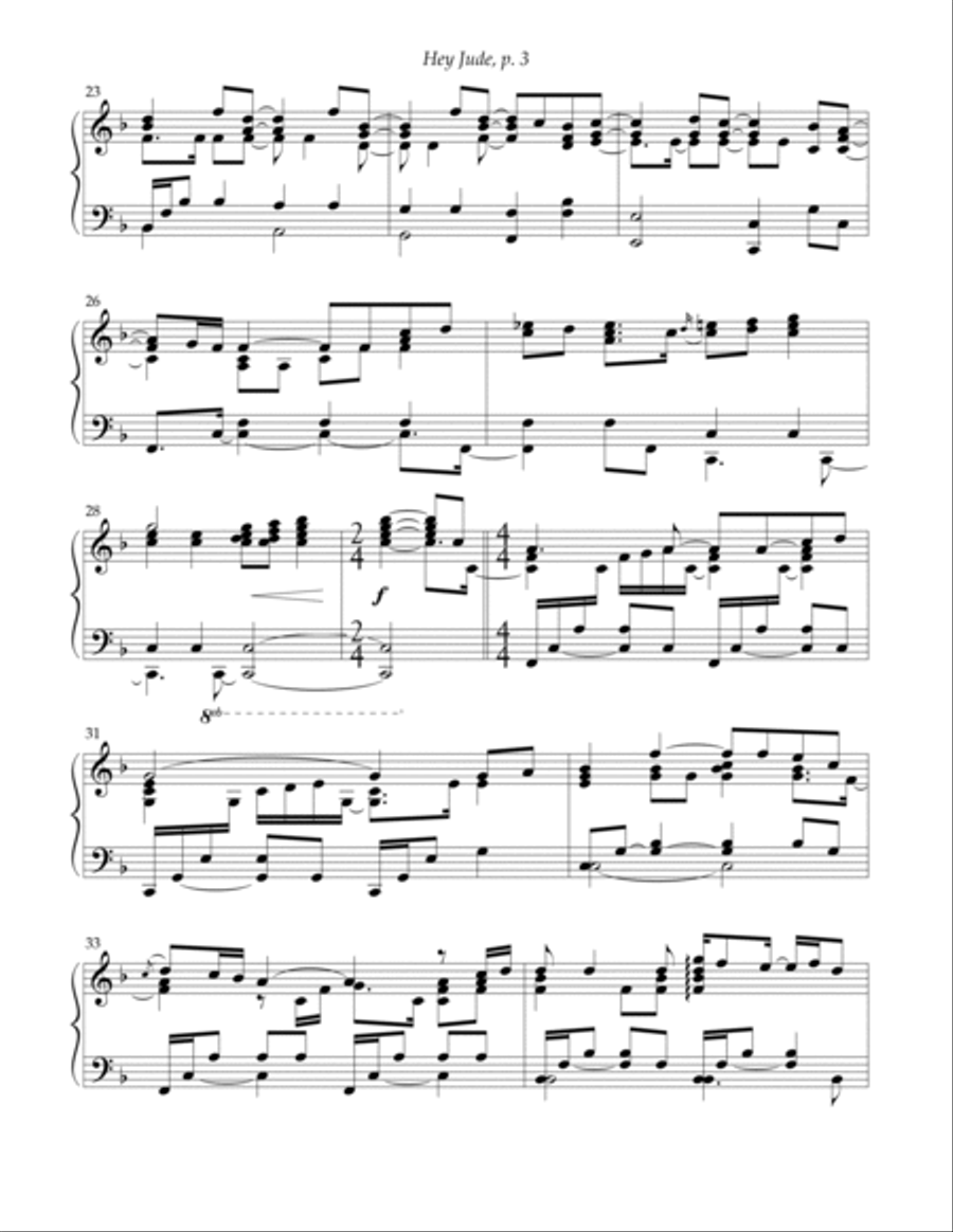Hey Jude Piano Solo scores gallery preview page 3