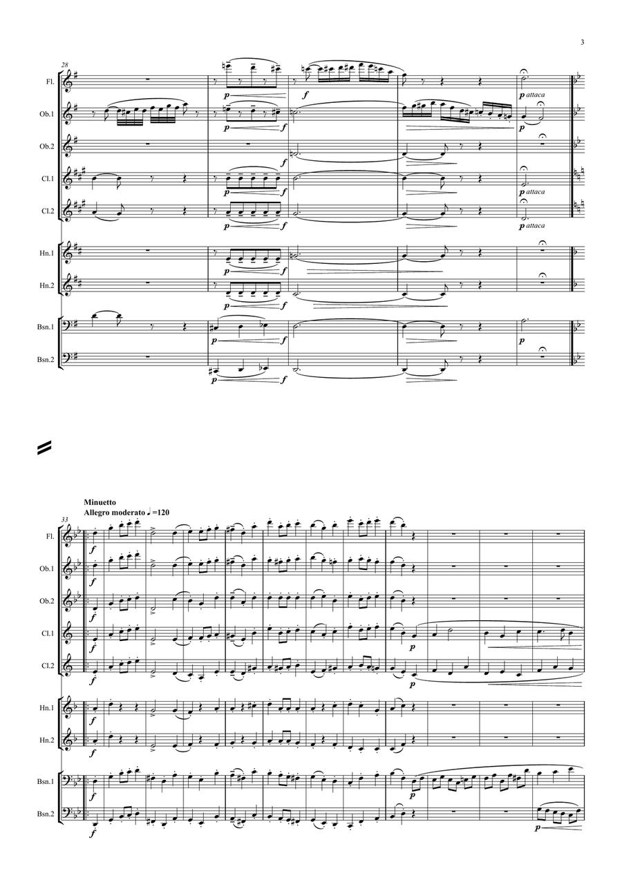 Gouvy: Petite Suite Gauloise Op.90 Mvt.I Introduction et Menuet - wind nonet Large Ensemble scores gallery preview page 3