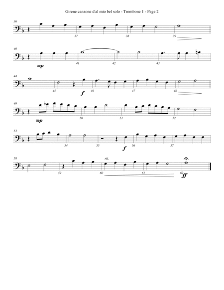 Girene canzone d'al mio bel solo for Trombone or Low Brass Quartet image number null