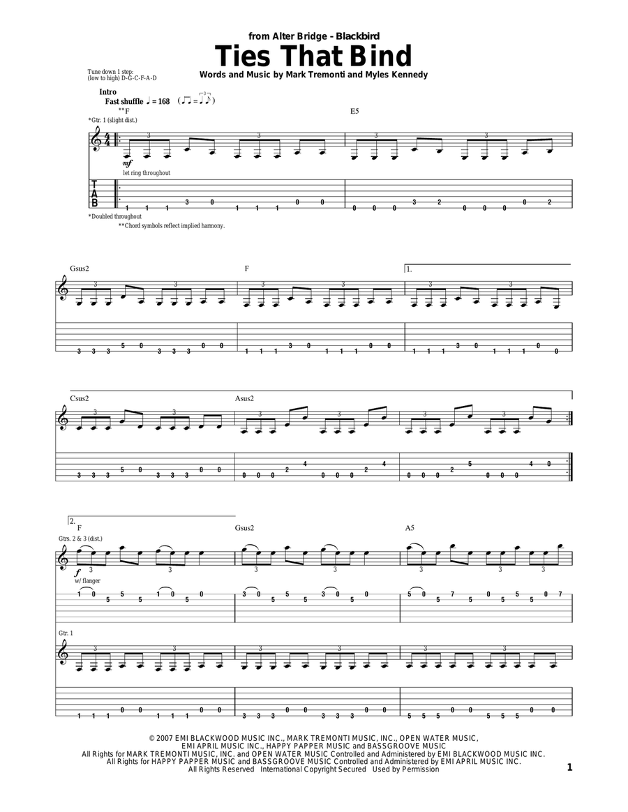 Ties That Bind Ties That Bind Acoustic Guitar scores gallery preview page 1