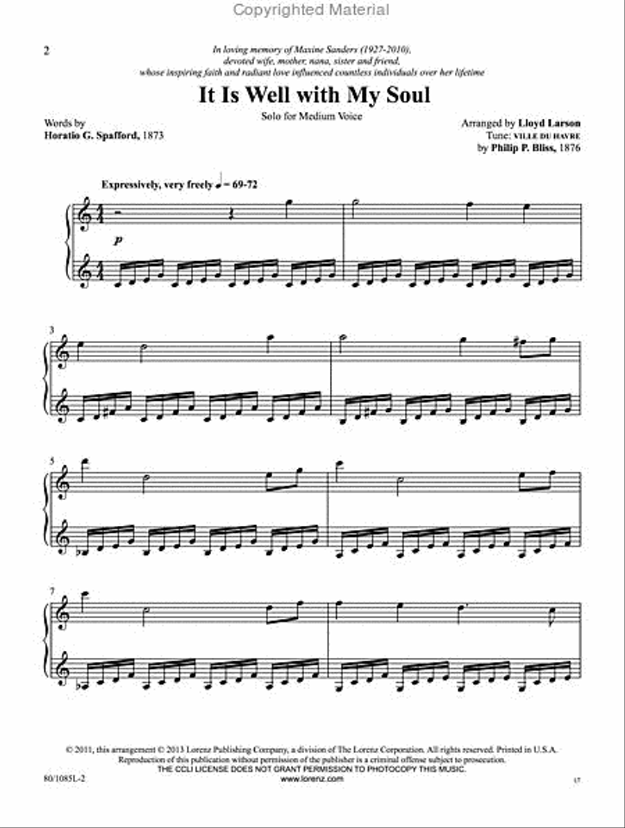 It Is Well with My Soul - Vocal Solo Medium Voice scores gallery preview page 2
