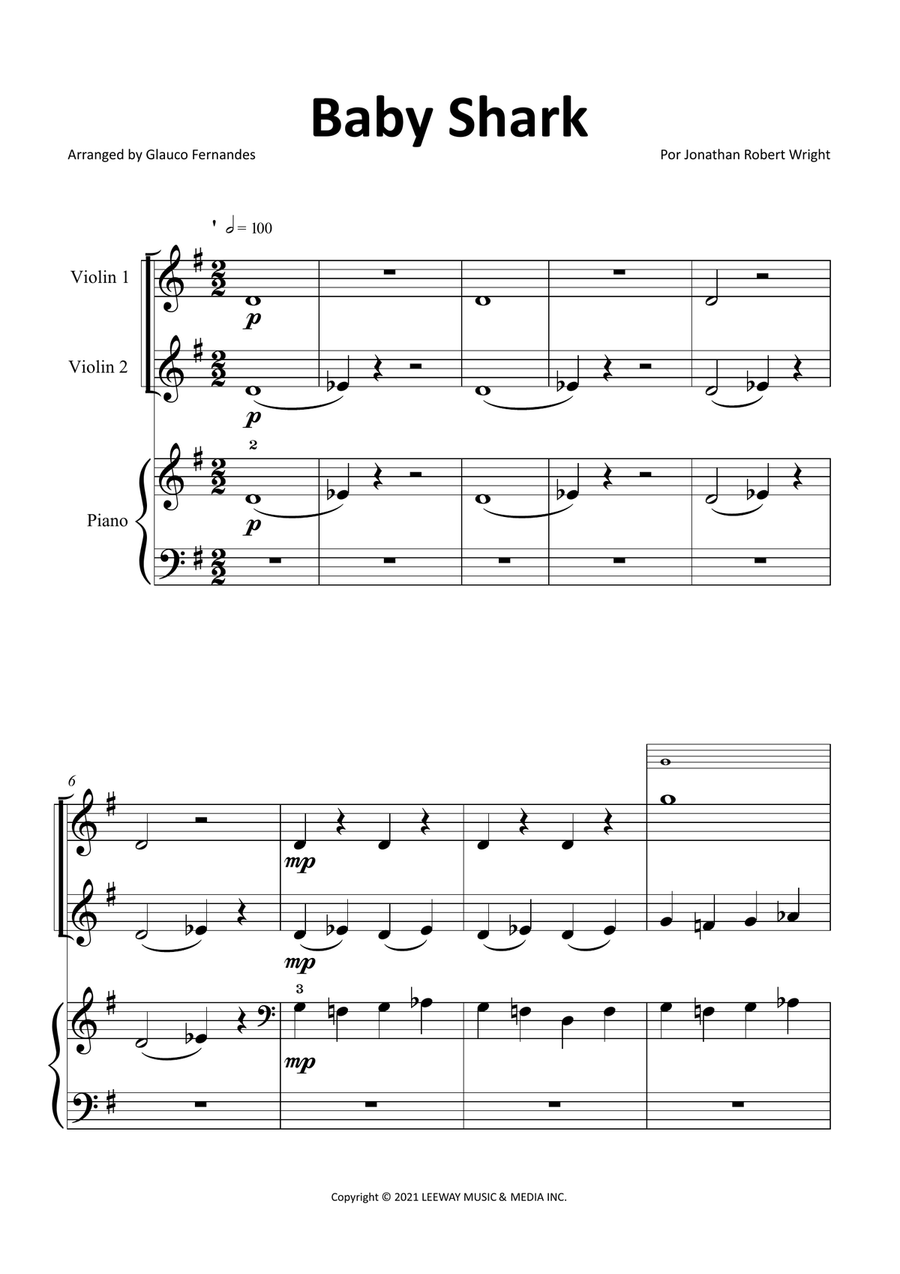 Baby Shark String Duet scores gallery preview page 1