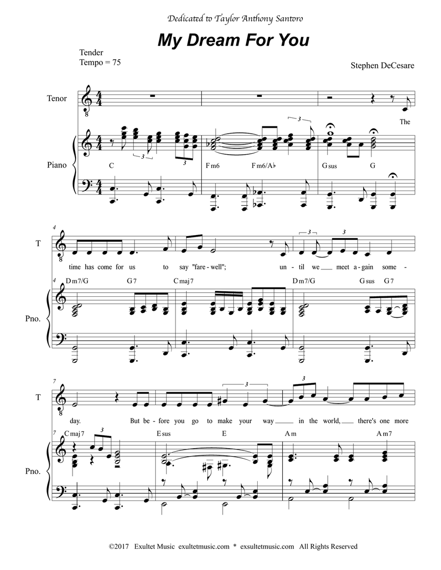 My Dream For You (Tenor solo) Baritone Horn TC scores gallery preview page 1