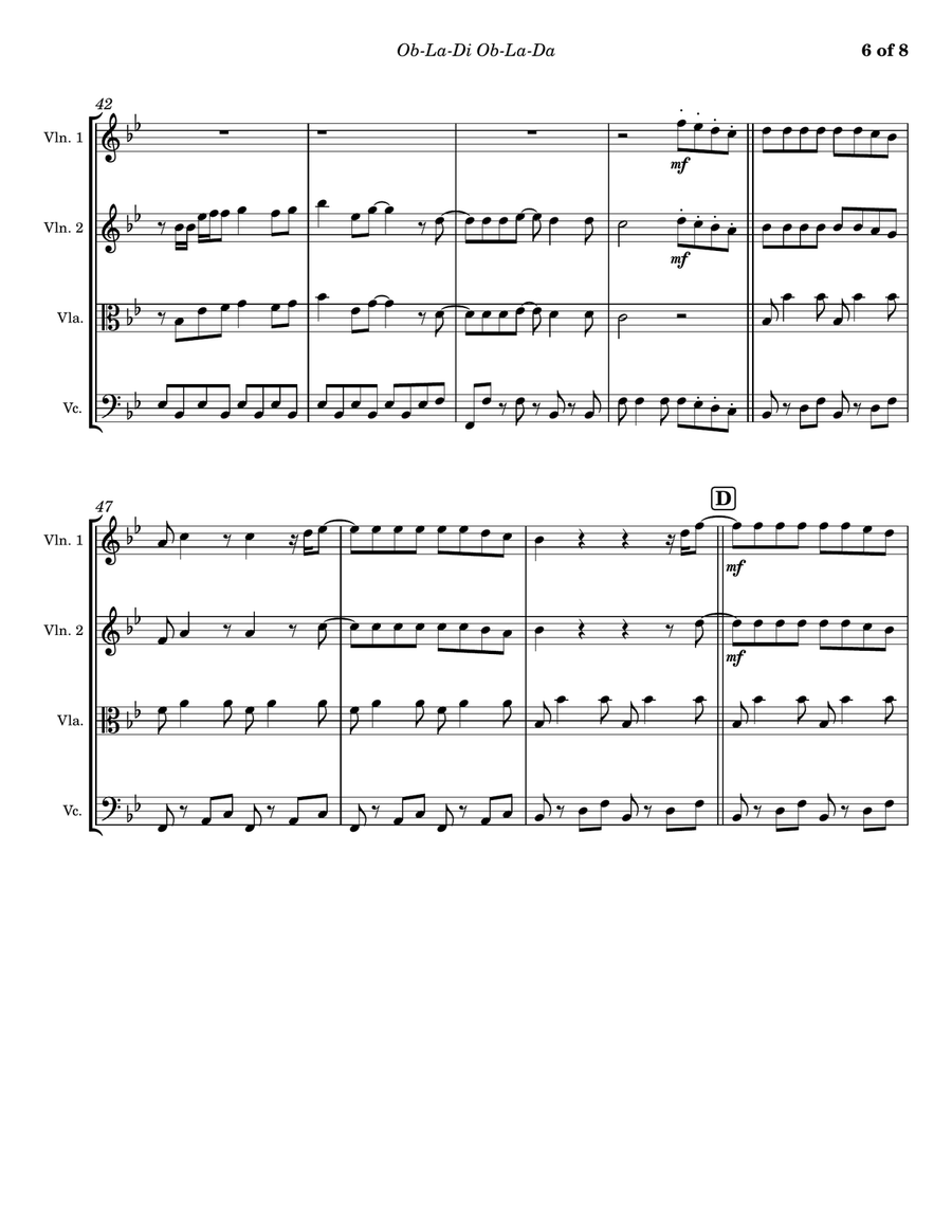 Ob-la-di, Ob-la-da String Quartet scores gallery preview page 6