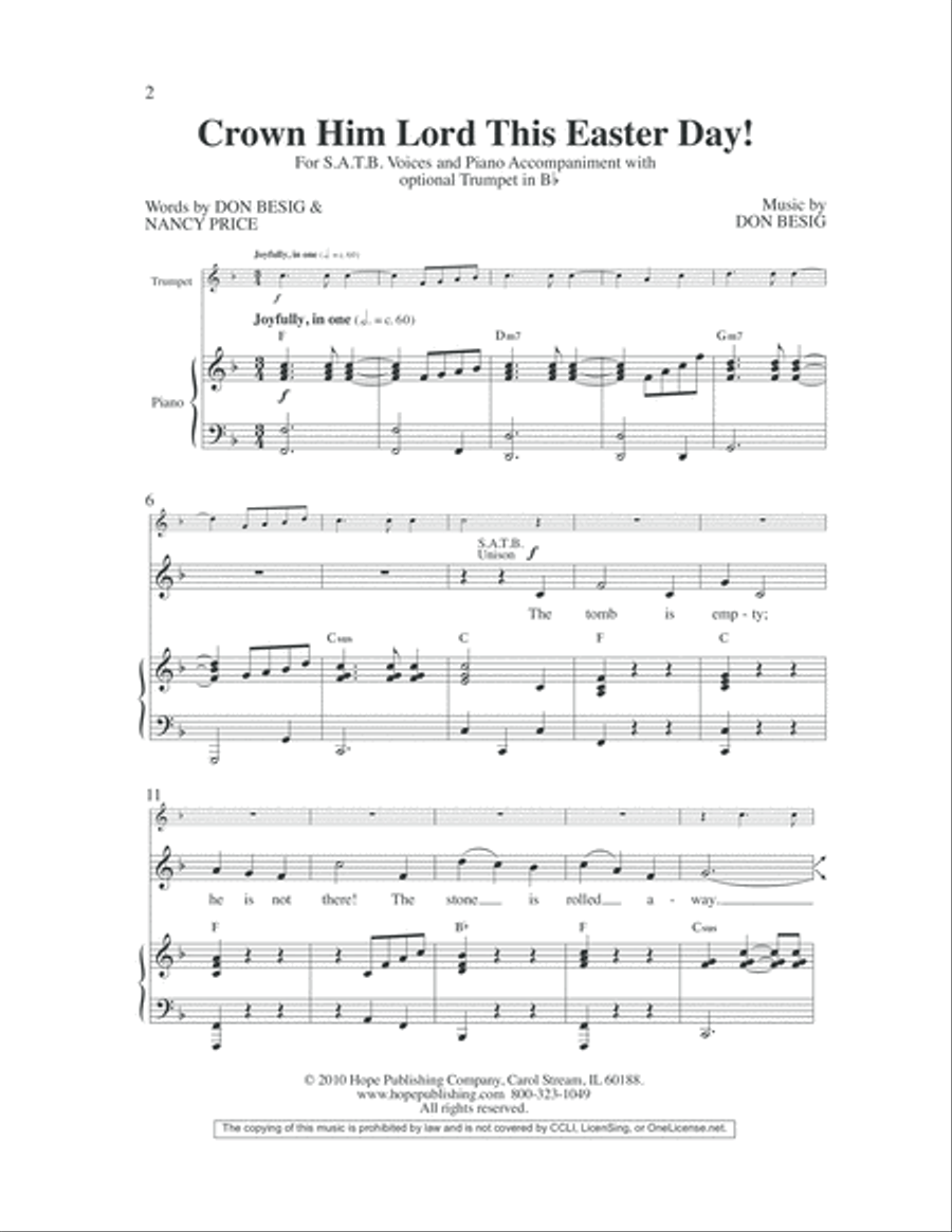 Crown Him Lord This Easter Day! 4-Part scores gallery preview page 3