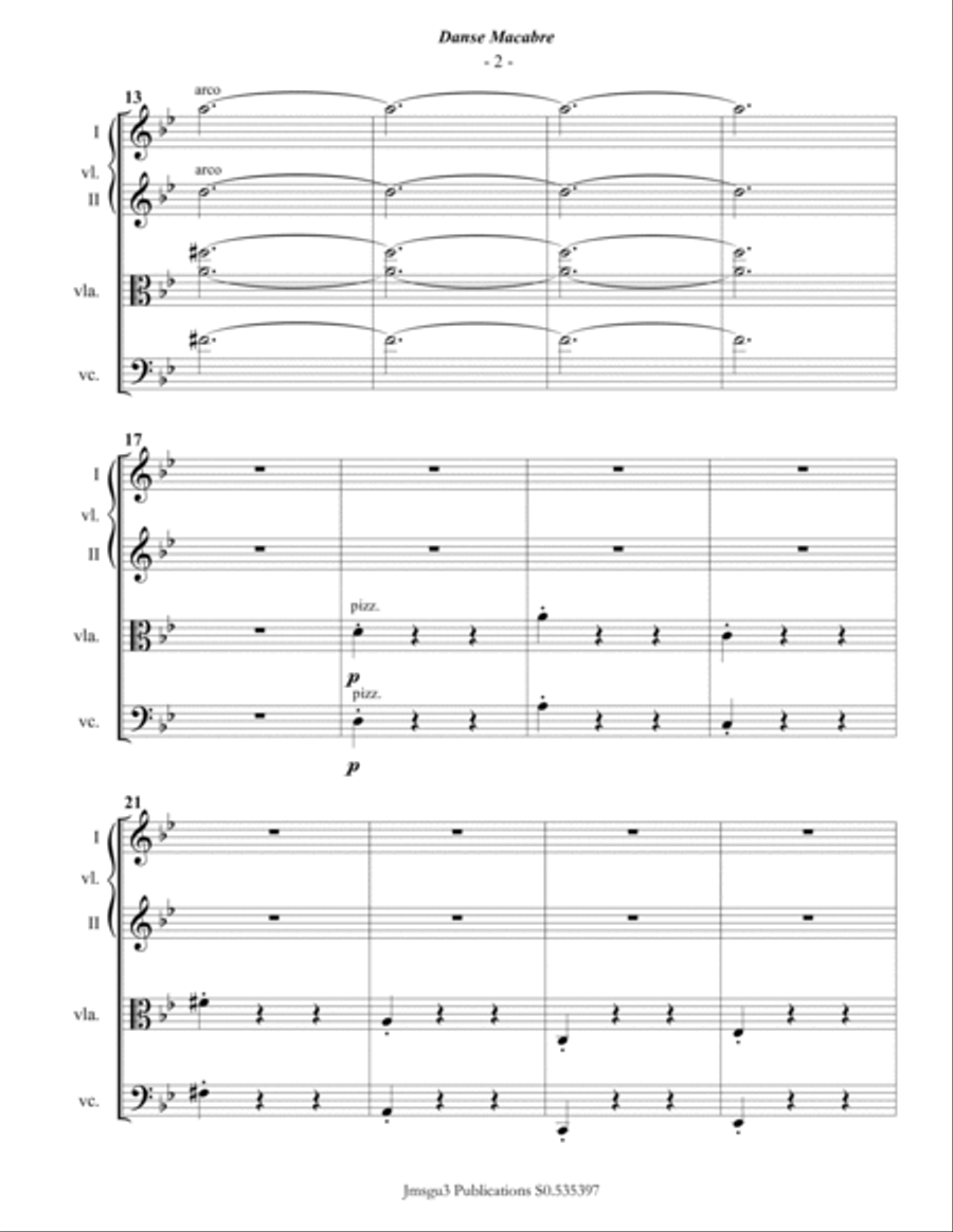 Saint-Saëns: Danse Macabre for String Quartet String Quartet scores gallery preview page 2