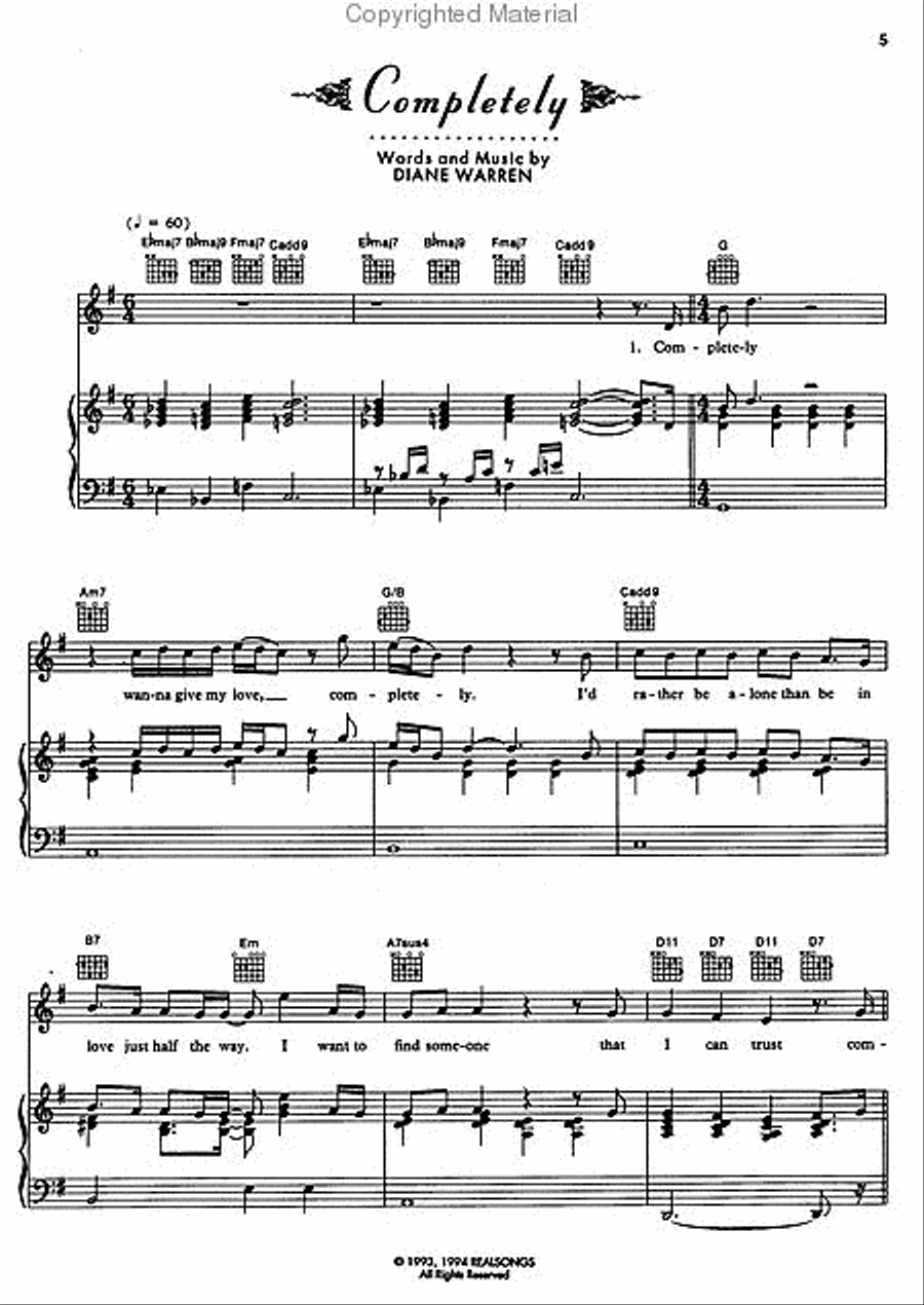 Completely Diane Warren - An Anthology Of Music, Volume 2 Piano, Vocal, Guitar scores gallery preview page 2