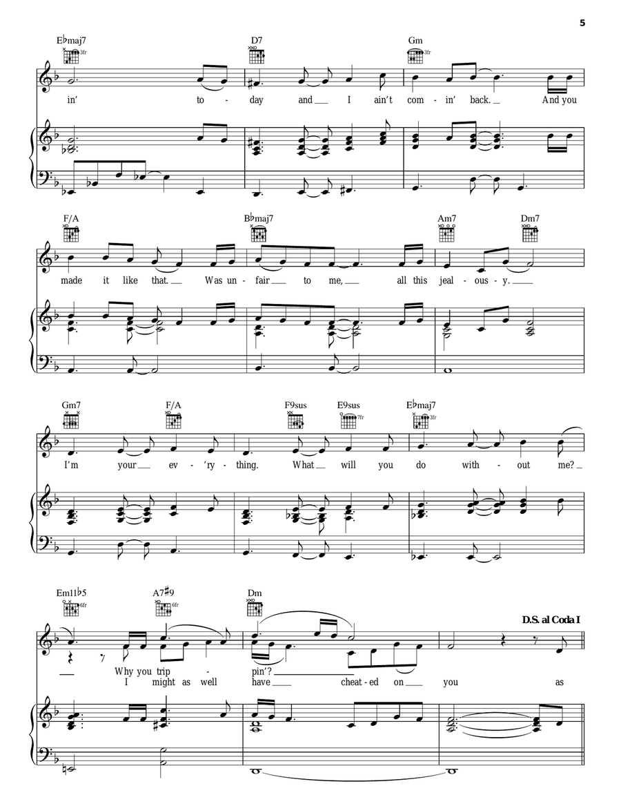 I Should Have Cheated Piano, Vocal, Guitar scores gallery preview page 5