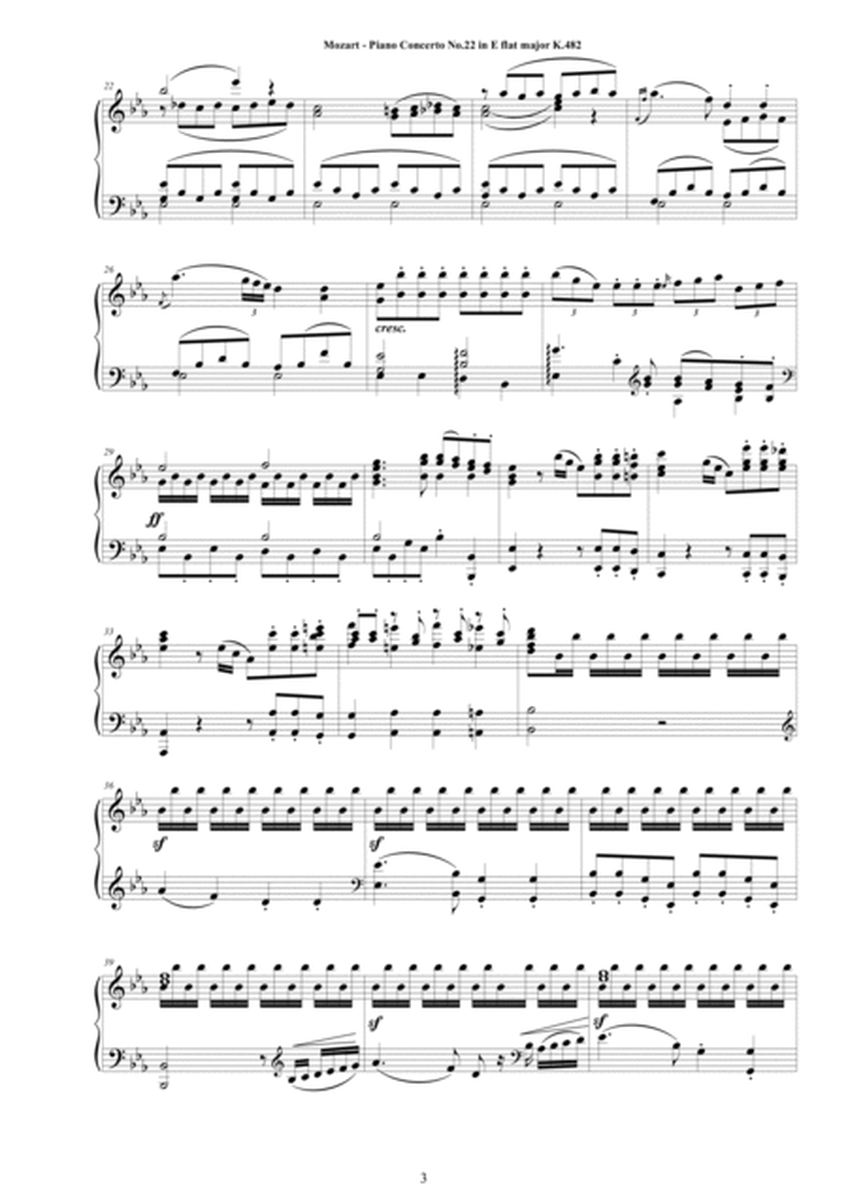 Mozart - Piano Concerto No.22 in E flat major K.482 - Piano Version image number null