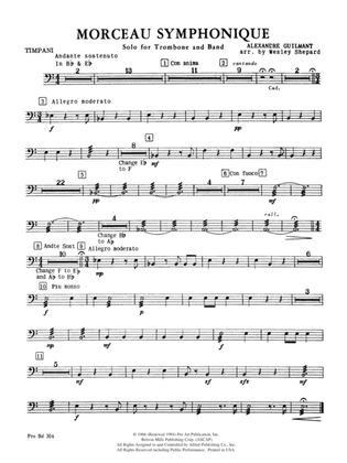 Book cover for Morceau Symphonique (Trombone Solo and Band): Timpani