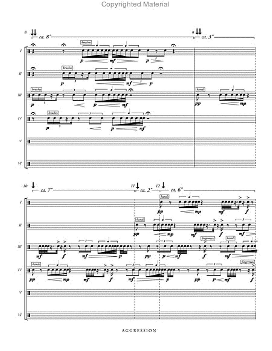 Aggression for Six Snare Drums Percussion Ensemble scores gallery preview page 4